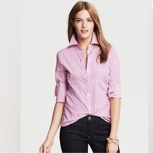 Banana Republic Mauve and White Striped Shirt